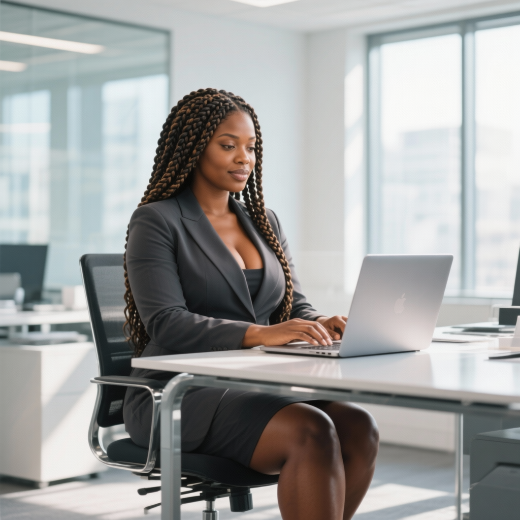Professionnelle africaine en cours d'anglais en ligne